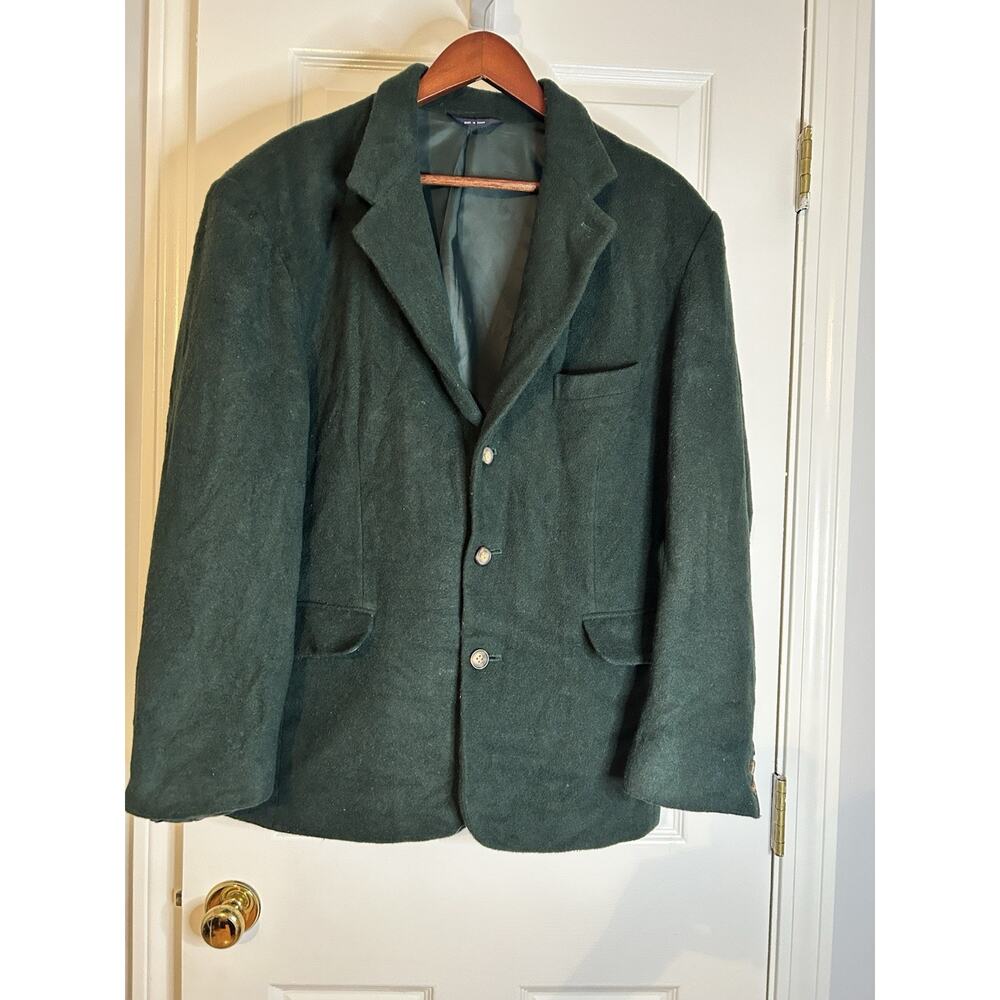 GAP Men’s Wool Blazer Jacket M Forest Green 65% Wool Structured Classic 3 Button